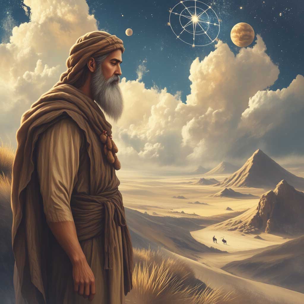 Živopisno ilustrirano (((Abraham (hebrejski: אברהם —— prvi patrijarh hebrejske civilizacije, koji je poveo skupinu ljudi iz Ura u Mezopotamiji prema Obećanoj zemlji.