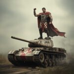 Adam Ivkov stoji na JNA tenku ilustracija