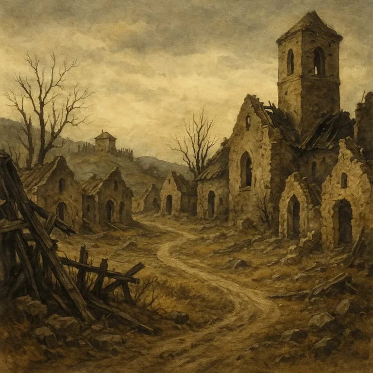 Egzodus Hrvata, Ilustracija razorene hrvatske krajine nakon osmanskih ratova s tekstom o egzodusu Hrvata i naseljavanju Vlaha