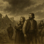 Vlasi, Povijesna ilustracija obitelji i stočarskih skupina u opustošenom krajoliku, prikaz migracija i nastanka identiteta u Krajini.