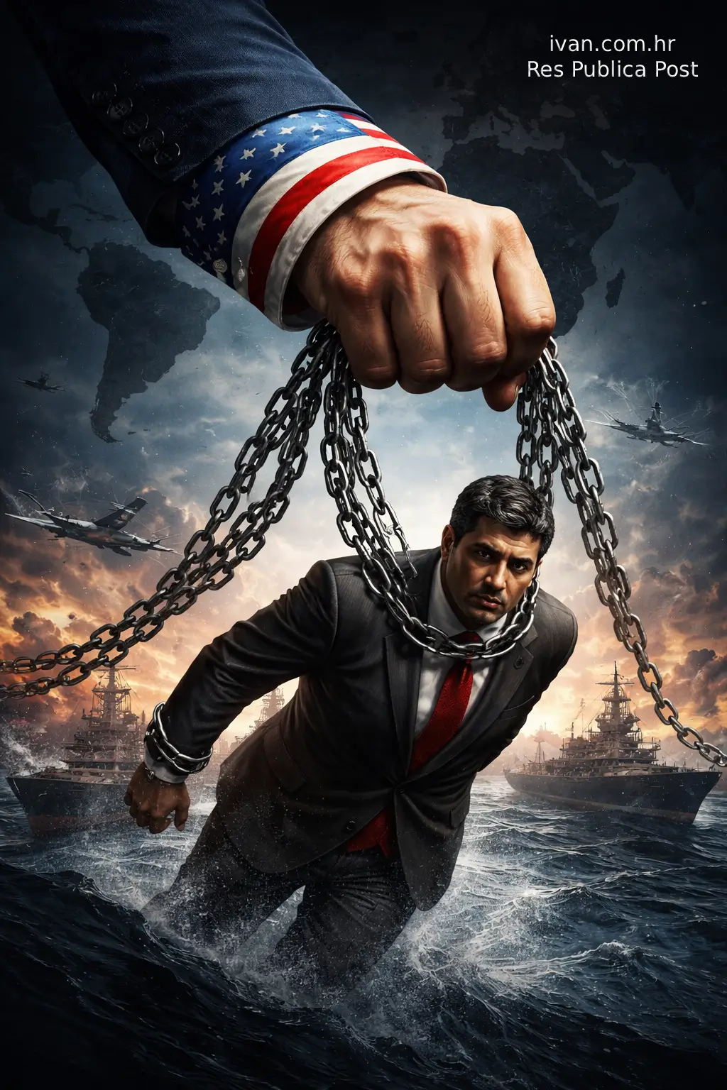 Ilustracija američke jurisdikcije i globalne moći sile nad međunarodnim pravom i suverenitetom država