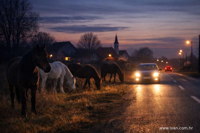 Stoka bez nadzora u Hrvatskoj konji na cesti opasnost za promet i imovinu